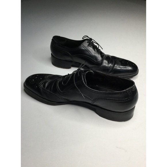 FLORSHEIM ROYAL IMPERIAL WING TIPS ALL LEATHER 12 A BLACK OXFORD MADE USA main image 10